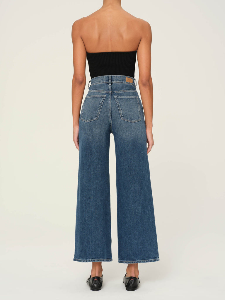 Hepburn Wide Leg High Rise Ankle Jeans - Seagate