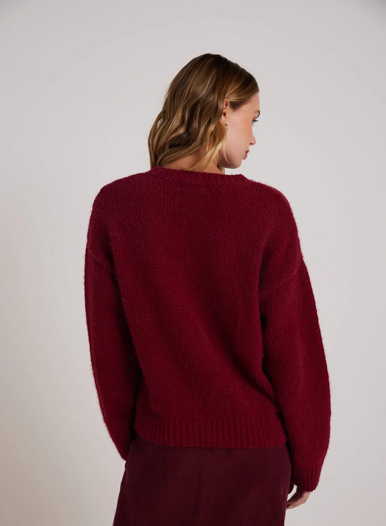 Drop Shoulder Sweater - Deep Plum