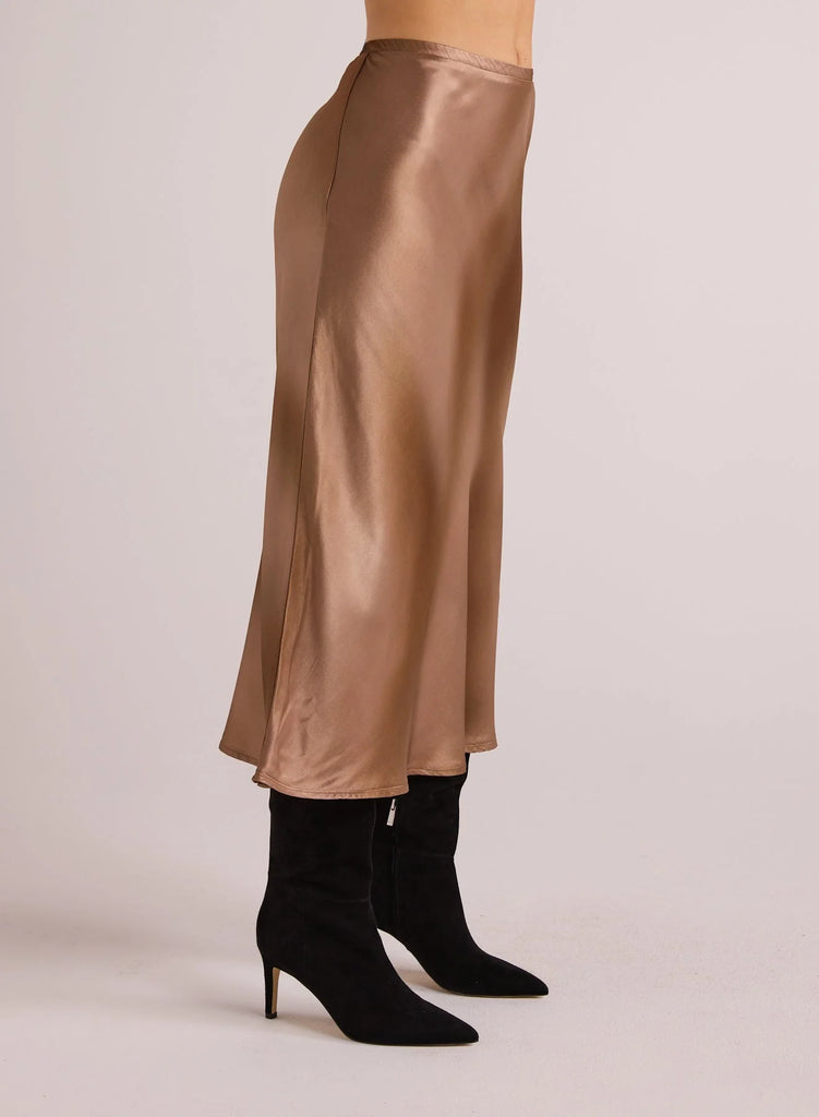 Nora Midi Bias Skirt - Gold Gradient Print