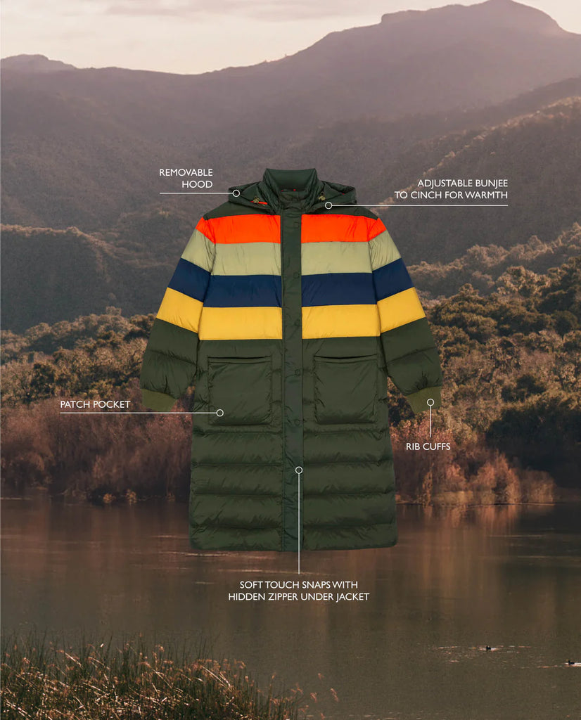 The Down Storm Puffer - Mountain View Multi Stripe