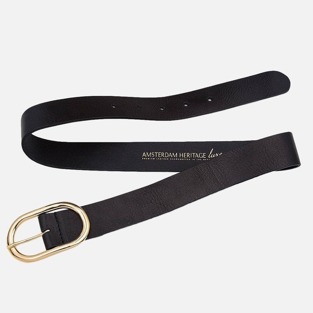 Daphne | Gold Oval Buckle Leather Belt